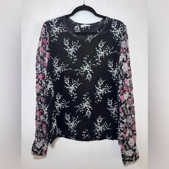 Equipment Femme Liam Silk Contrast-Sleeve Tee - Picture 2 of 10